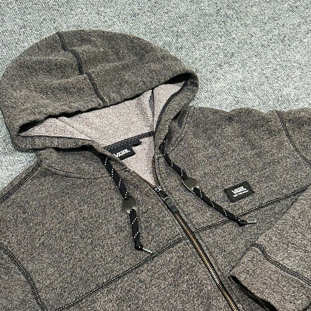 VANS Off The Wall Men's Gray Full Zip Hooded Logo Hoodie Pockets